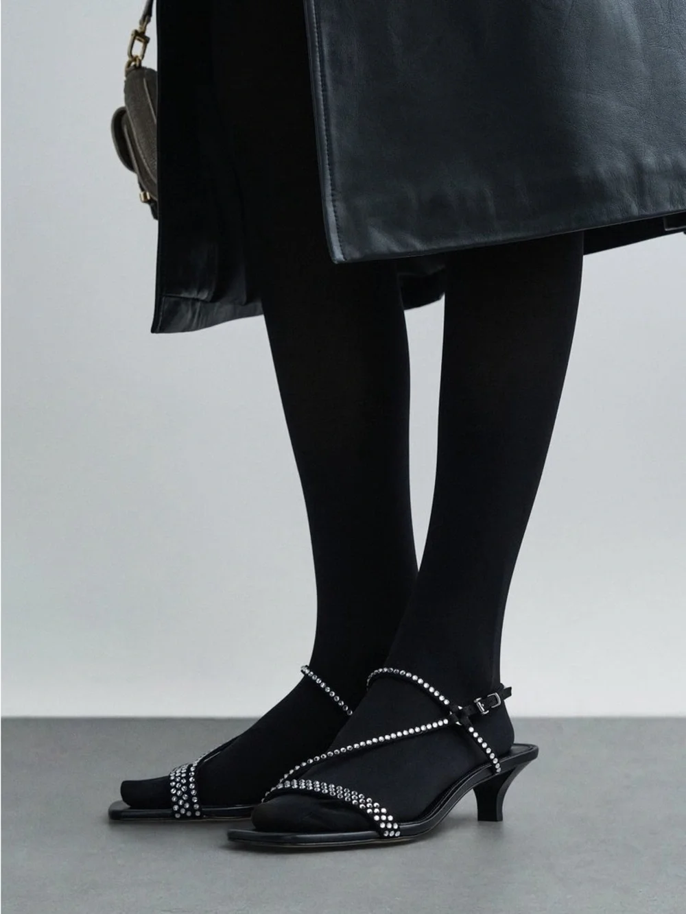 Michael Kors Selina Black Crystal-Embellished Slingback Sandals